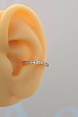 Taşlı İnce Earcuff İnce Taşlı Sıkıştırmalı Kıkırdak Küpesi