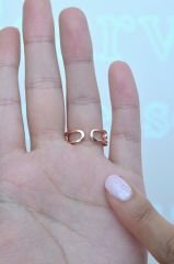 Rose Renkli Çift Sıra Kalpli Yüzük Ayarlanabilir Eklem Yüzüğü