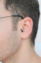 Erkek Çelik Halka Piercing Tragus Helix Kıkırdak 8 mm Siyah