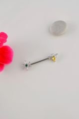 Çiçek ve Arı Figürlü Nipple Piercingi Çiçekli Meme Ucu Piercingi