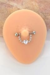 Kalp Taş Detaylı Nipple Piercing Zirkon Taşlı Meme Ucu Piercingi
