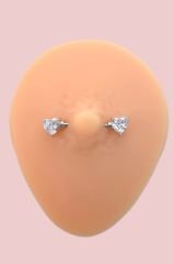 Kalp Tektaşlı Nipple Piercing Kalp Taşlı Meme Ucu Piercingi 16 mm