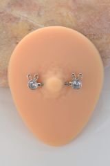 Tavşan Kulak Nipple Piercing Mini Yıldızlı Tavşan Kulak Meme Ucu Piercingi