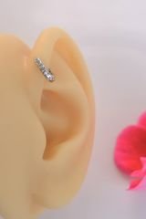 5 mm Taşlı Mini Halka Piercing Forward Helix Daith Helix Tragus Gümüş Renkli