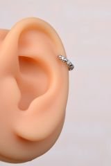 Zirkon Taşlı Halka Model Top Charmlı Helix Piercing Kıkırdak Lob