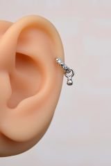 Zirkon Taşlı Halka Model Top Charmlı Helix Piercing Kıkırdak Lob