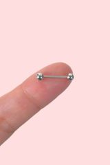 18 mm İki Ucu Toplu Düz Nipple Piercingi Çelik Meme Ucu Piercingi