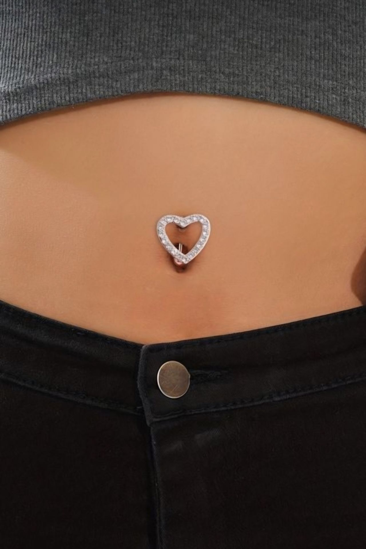 Kalp Model Göbek Piercingi Gümüş Renkli