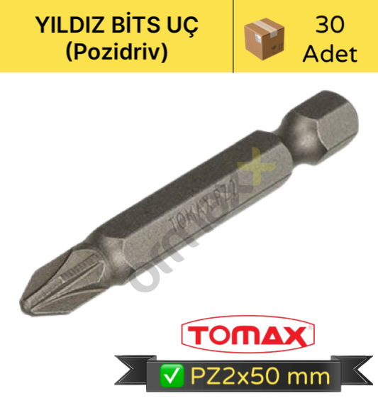 Tomax PZ 2*50 Mm Yıldız Bits Uç 30'lu Paket
