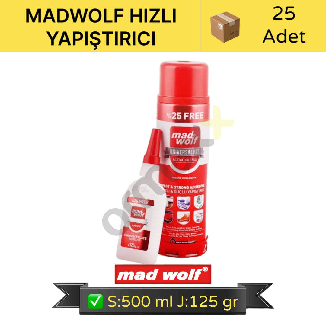 Madwolf Mega Hızlı Yapıştırıcı Sprey:500 Ml Jel:125 Gr 25'li Koli