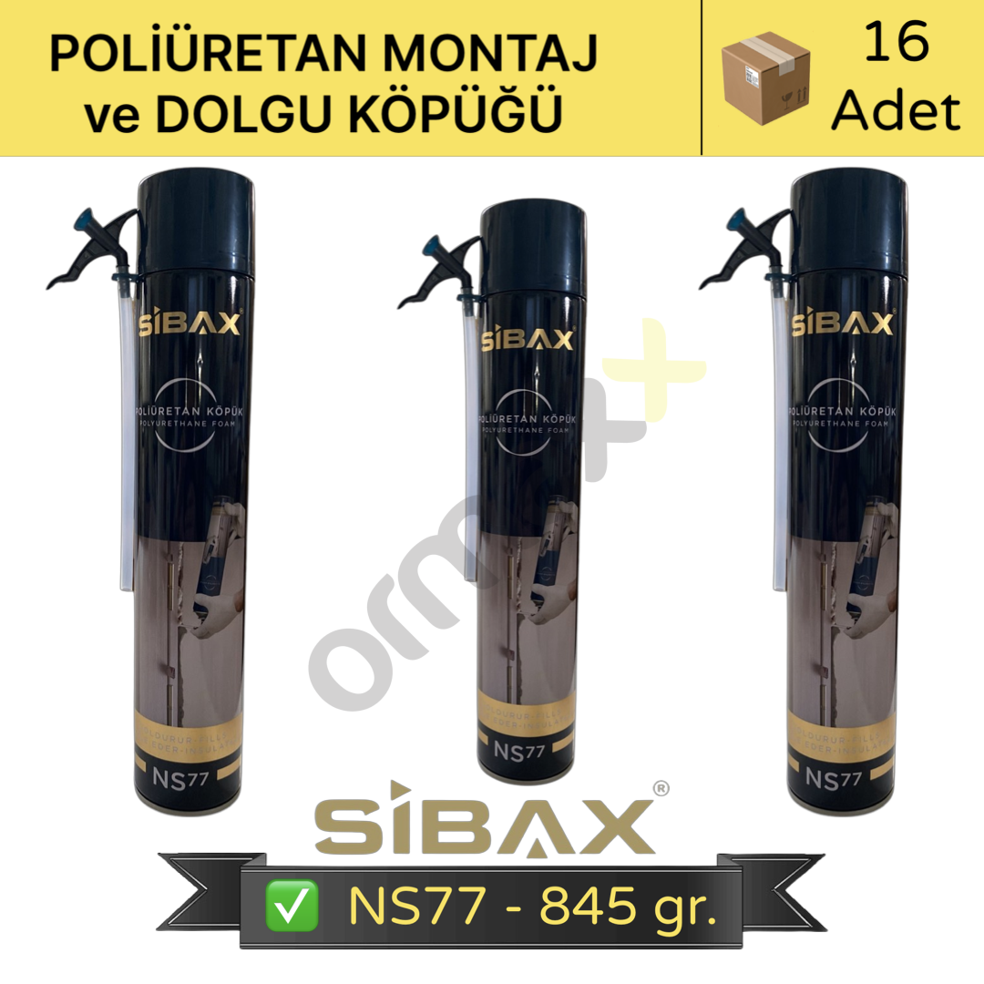 Sibax Poliüretan Montaj Köpüğü 845 Gr NS77 16'lı Koli