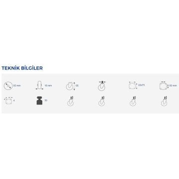 Hts 327 Şeffaf U Makaralı Uzun Mobilya Tekeri 50 X 20