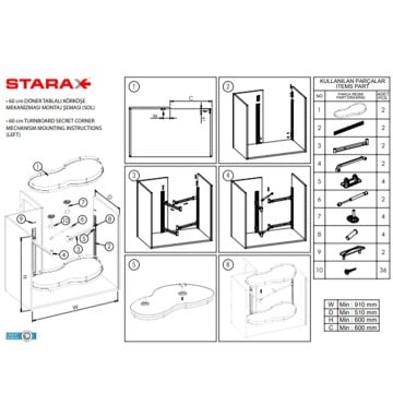 Starax Borulu Körköşe Mekanizma 45 cm