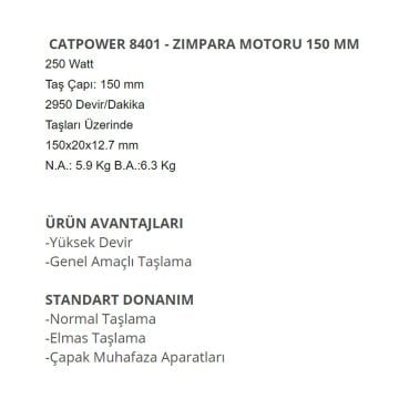 CatPower CAT 8401 Zımpara Motoru 150 mm 300 W