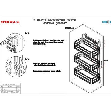 Starax 6271/A-3 Raflı Alüminyum Ünite Sol