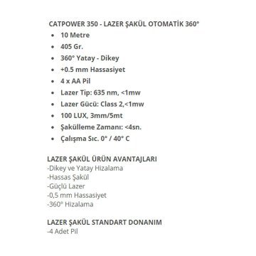 Catpower CAT 350 Otomatik Lazer Şakül( 360 Derece)