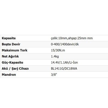 Makita DF347DWE Akülü Şajlı Matkap 14.4V