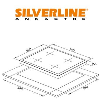 Silverline CS5335B01 Siyah 60 cm 4G Cam Emaye Izgara Ocak