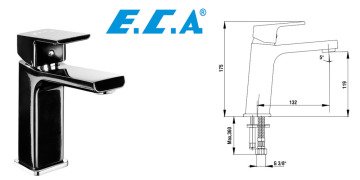 Eca Tiera Bi-Color Lavabo Bataryası Siyah