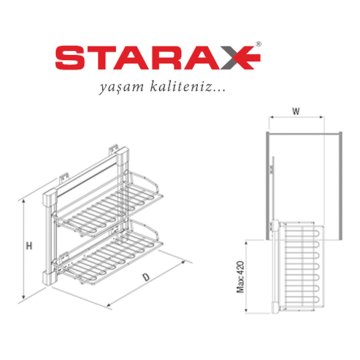 Starax 2 Raflı Alüminyum Ayakkabılık  (Sağ)