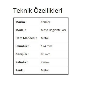 Yeniler Pimli Masa Bağlantı Sacı