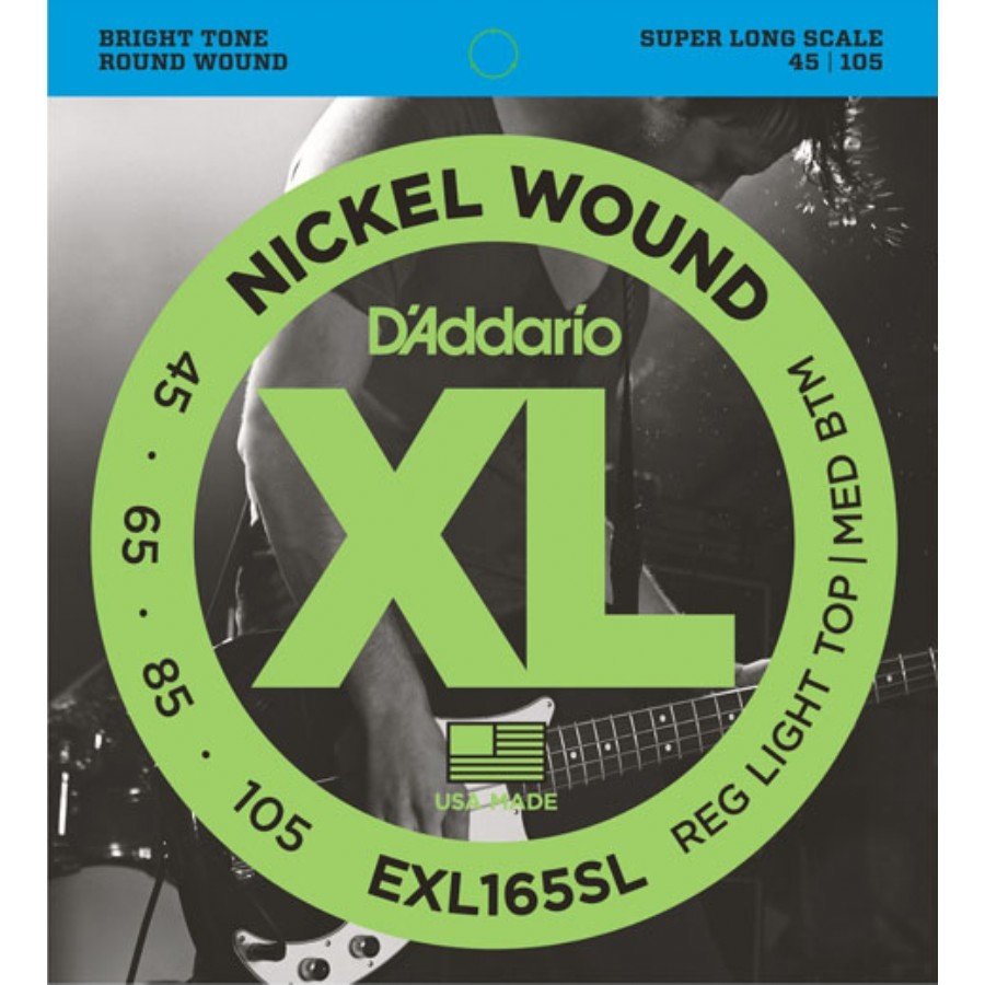 D'Addario EXL165SL Nickel Wound Bass, Custom Light, 45-105, Super Long Scale Takım Tel - Bas Gitar Teli 045-105