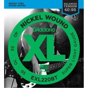 D'Addario EXL220BT Nickel Wound, Balanced Tension Super Light, 40-95 Takım Tel - Bas Gitar Teli 040-095