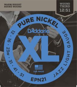 DAddario EPN21 Pure Nickel, Jazz Light Takım Tel - Elektro Gitar Teli 012
