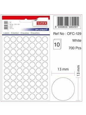 Tanex 13 Yuvarlak Etıket Kod:129 Beyaz