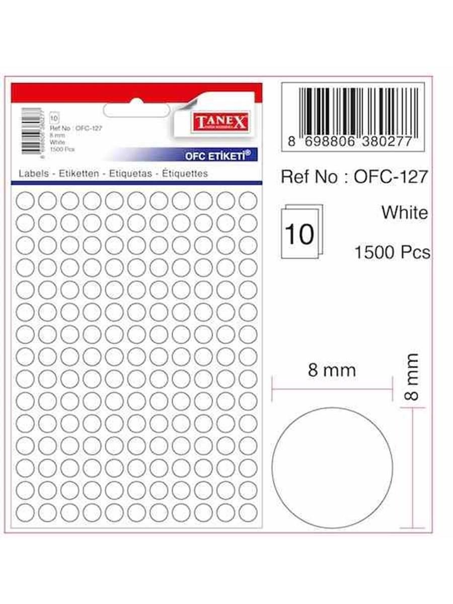 Tanex 0.8 Yuvarlak Etıket Kod:127 Beyaz