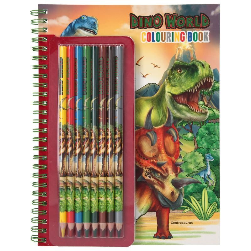 Dino World Colouring Book With Coloured Pencils 0411385-A