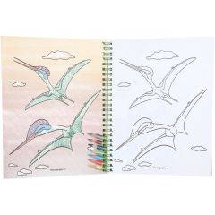 Dino World Colouring Book With Coloured Pencils 0411385-A