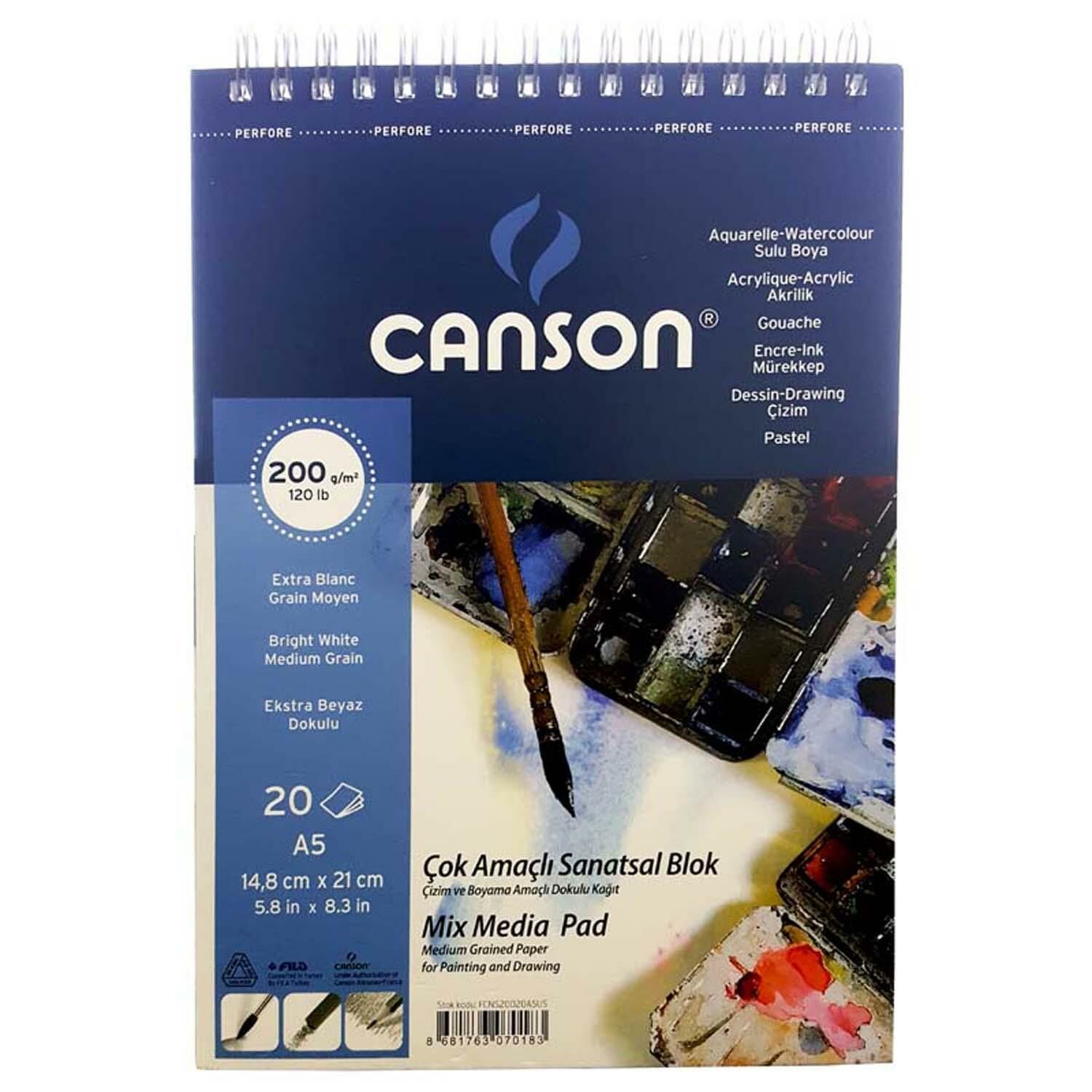 Canson A5 200Gr 20Yp Çok Amaçlı Resim Bloğu