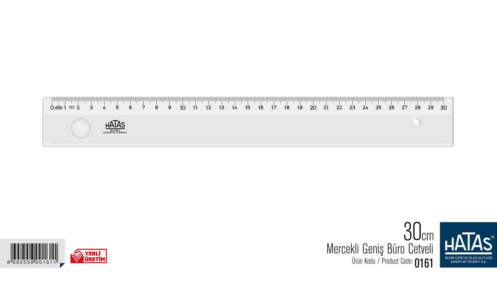 Hatas 30Cm. Mercekli Geniş Cetv.Kod: 0161