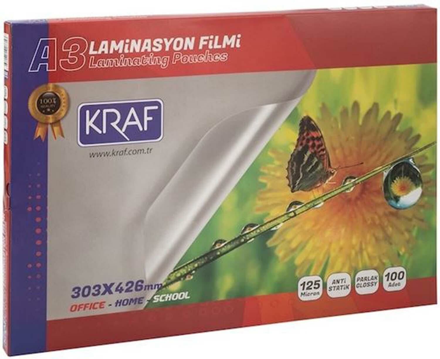 Kraf Laminasyon Filmi Parlak A3 125Mic 100Lü 2123