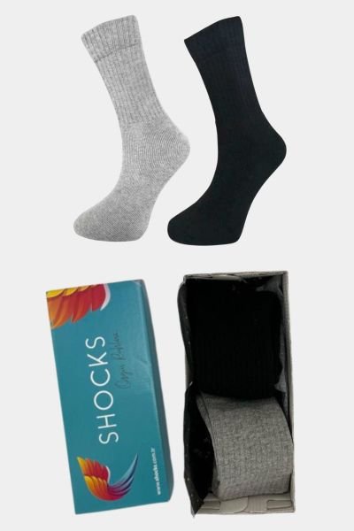 Shocks 2'li Erkek Kışlık Özel Kutulu Havlu Çorap Set