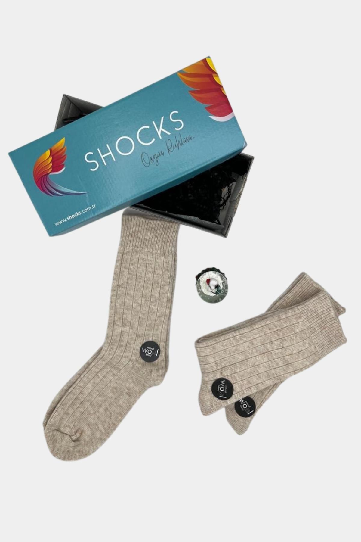 Shocks 3'lü Kadın Kışlık Bej Yüksek Kalite Angora Yün Çorap