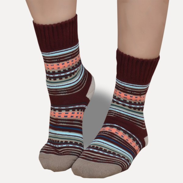 Shocks Kadın Otantik Desen Soket Havlu Çorap