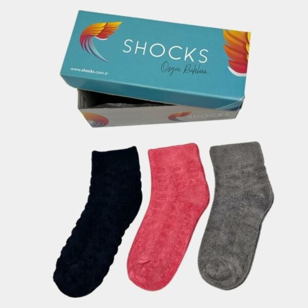 Shocks 3'lü Kadın Kalın Lüks Bambu Havlu Patik Çorap - 2