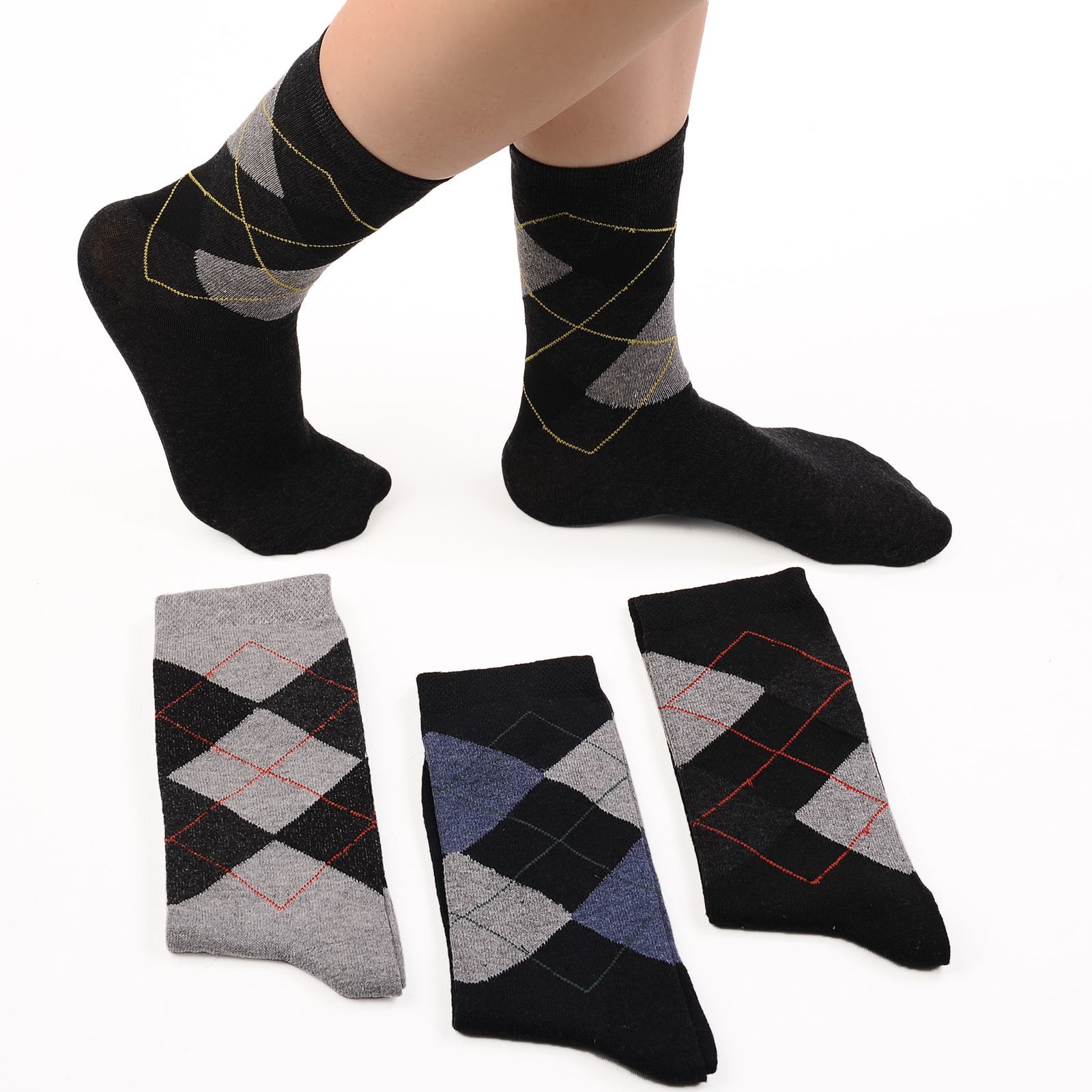 Shocks 4'lü Kadın Ekose Desenli Soket Çorap
