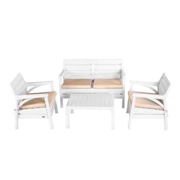 HK-800 Miami Bahçe Masa Sandalye Set Beyaz