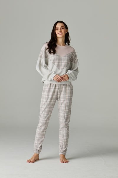 Çakra Kareli Model Kadın Pijama Takımı