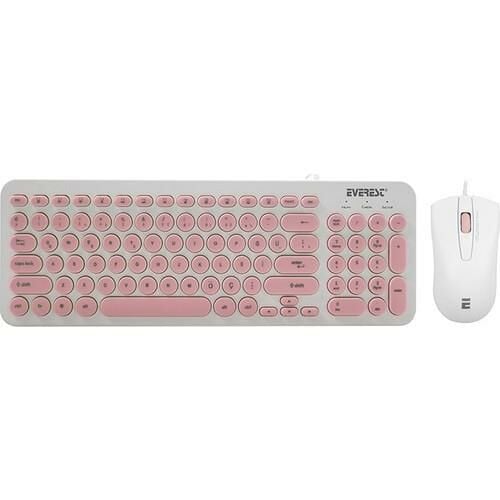 EVEREST KM-01K PEMBE KLAVYE+MOUSE SET