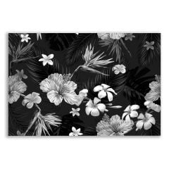 Tropikal Çiçekler Siyah Beyaz Tablosu - BLK119