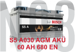 BOSCH S5A AGM - 12V - 60AH - 680CCA