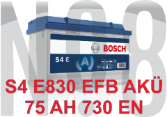 BOSCH S4E - EFB START STOP - 12V - 75AH 730CCA