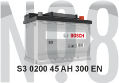 BOSCH S3 - KAPALI SULU - 12V - 45AH - 300CCA