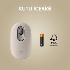 LOGITECH POP MOUSE MİST EMOJİ TUŞLU SESSİZ KABLOSUZ MOUSE - BEJ 910-006651