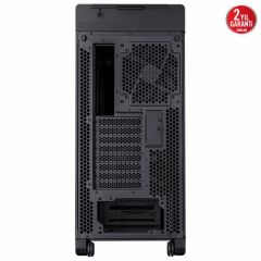 ASUS PROART PA602 E-ATX KASA 420 MM RADYATÖR DESTEĞİ 1 ADET 140MM VE 2 ADET 200MM KASA FANI ÖN PANEL IR TOZ FİLTRESİ GÜÇ KİLİDİ MANDALI ALETSİZ PCIe MONTAJI USB 20 GBPS DESTEKLİ SİYAH PROART KASA