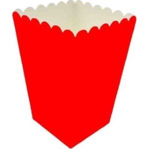 Kırmızı Popcorn Kutusu Karton Düz Renkli (8 Adet)